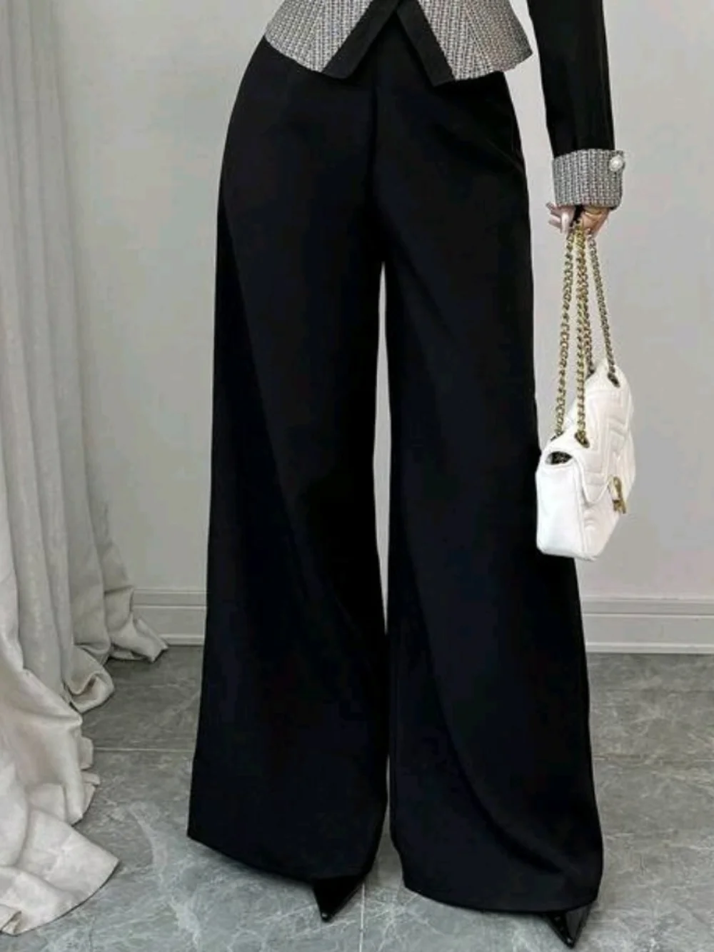 SHEIN Black Wide Leg Office Pants - Picture 2 of 5